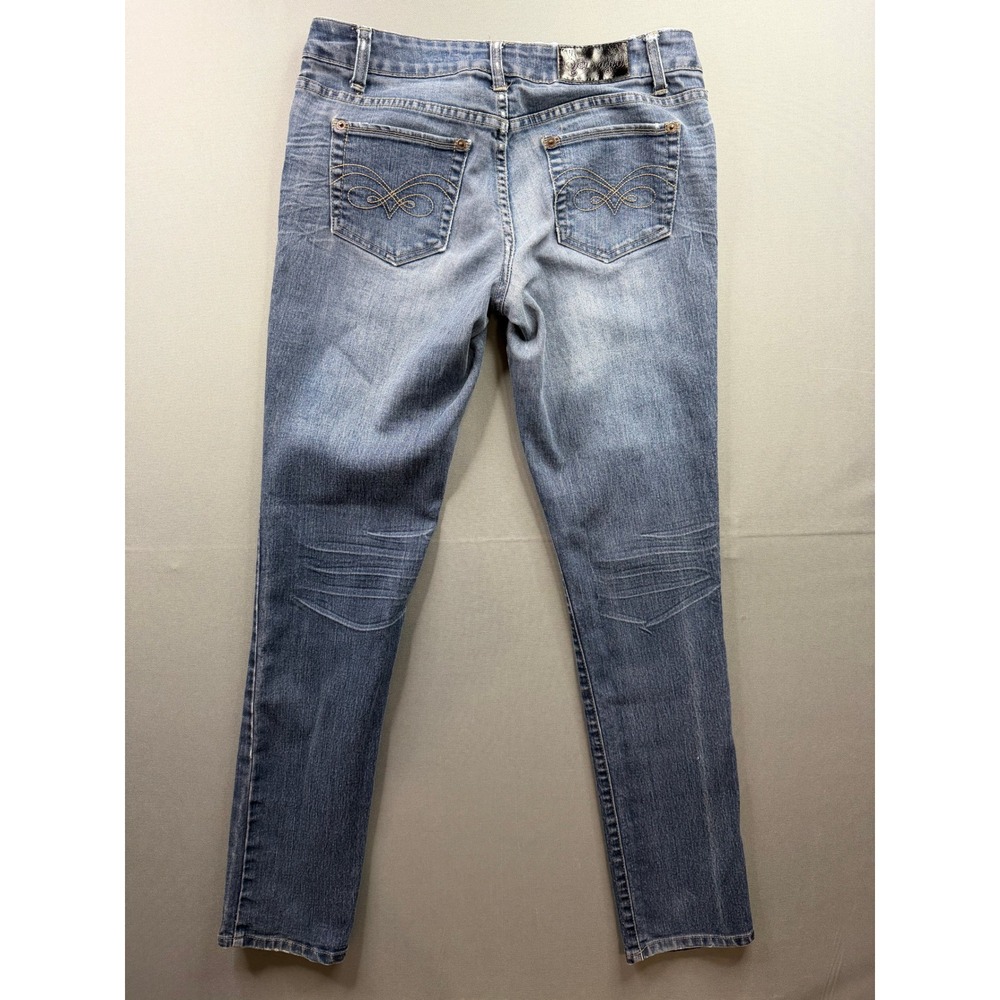 Soundgirl Skinny Jeans Women Medium Wash Low Rise Embroidered Stretch 32x30